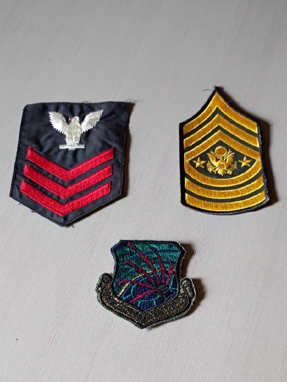 Embroidered Military-Inspired Patches - Set of 3 - Red, Gold, Teal